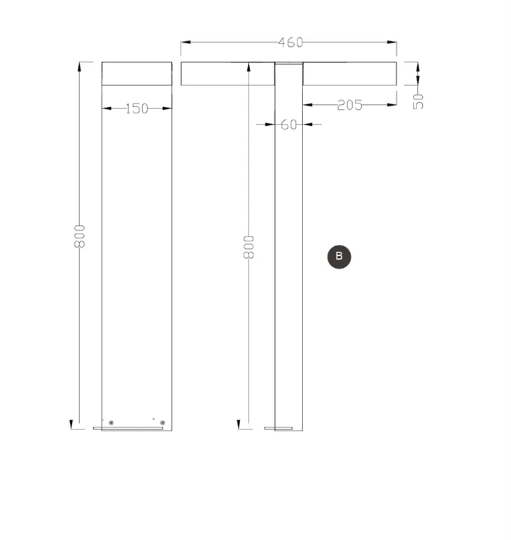 Square Black Bollard Lights