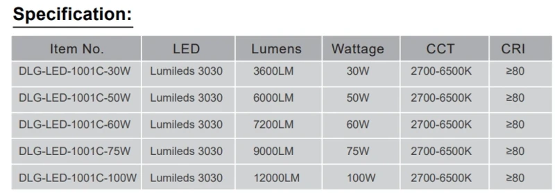 DLG-LED-1001C100 spec DLG-LED-1001C100 spec